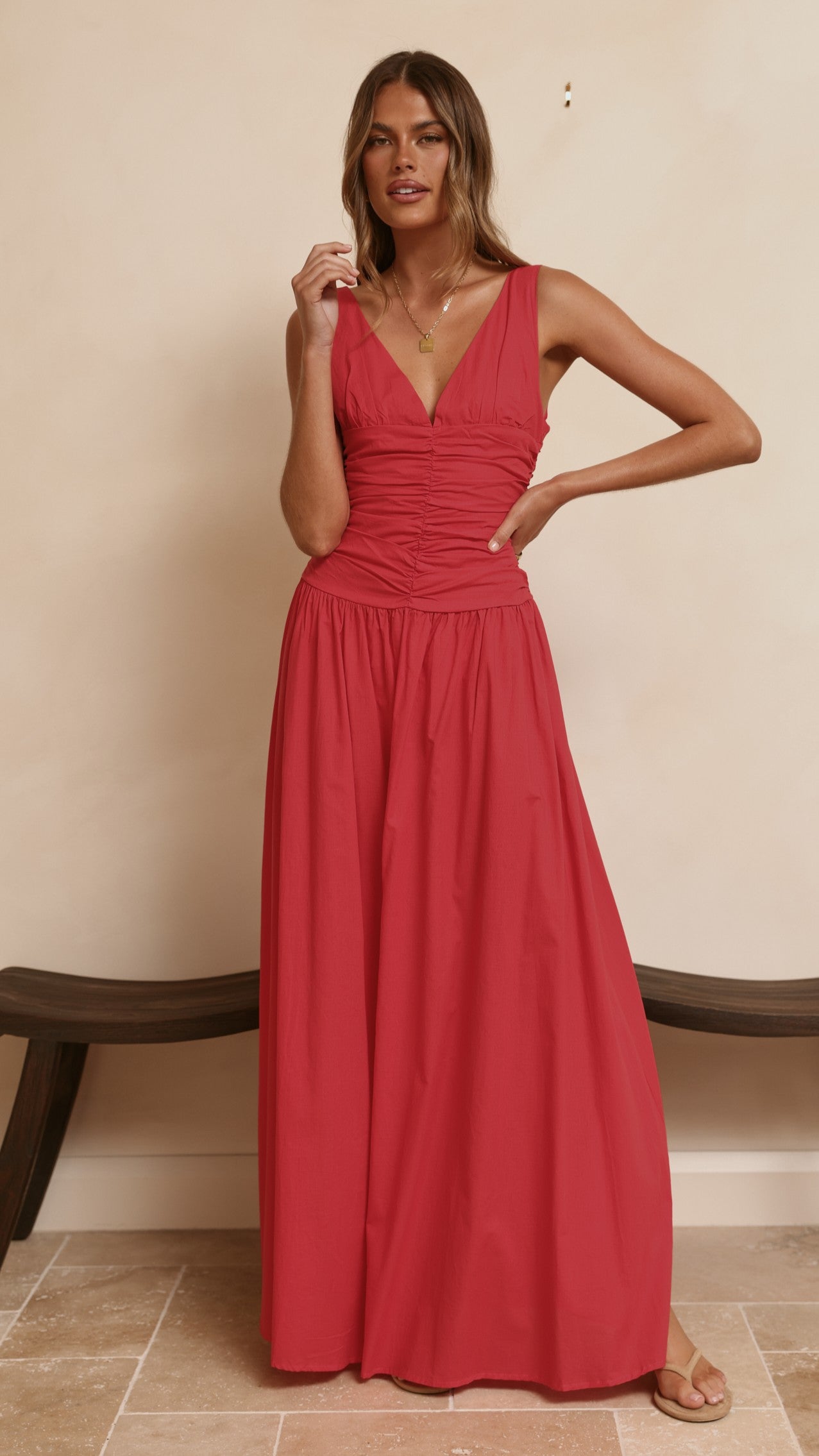 Sanya Maxi Dress - Red - Billy J