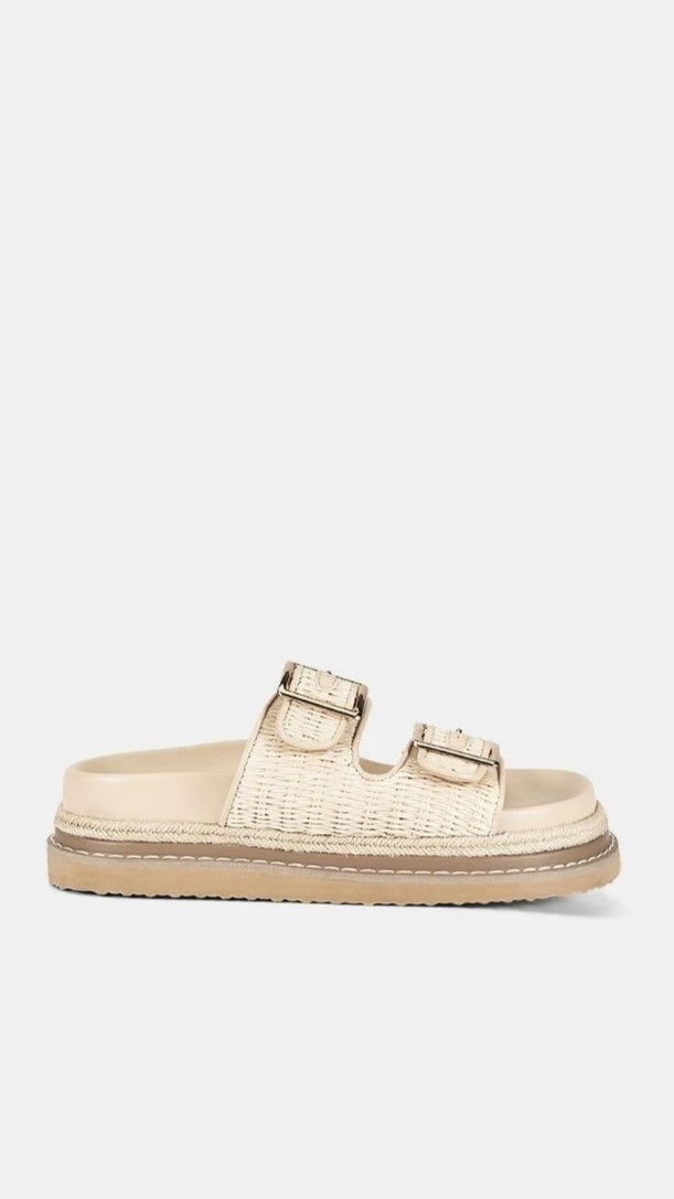 Adonis Slide - Cream Raffia - Billy J