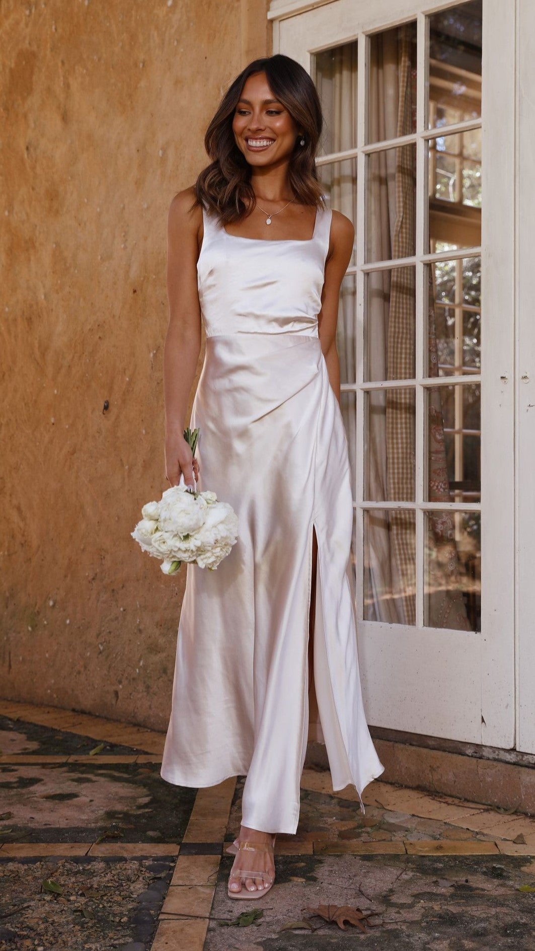 white christmas dresses Halle One Shoulder Maxi Dress - Champagne - Buy Women's Maxi Dresses main image 0