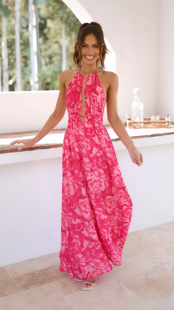 Ivy Maxi Dress - Pink Print
