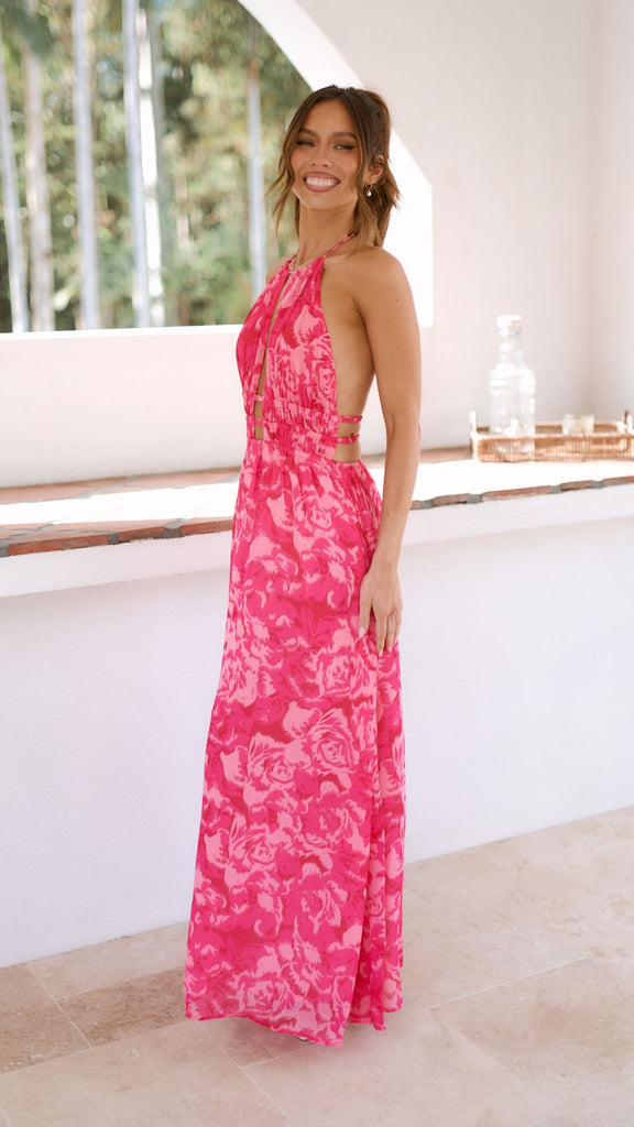 Ivy Maxi Dress - Pink Print