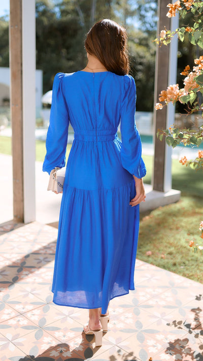 Load image into Gallery viewer, Erin Long Sleeve Midi Dress - Cobalt Blue
