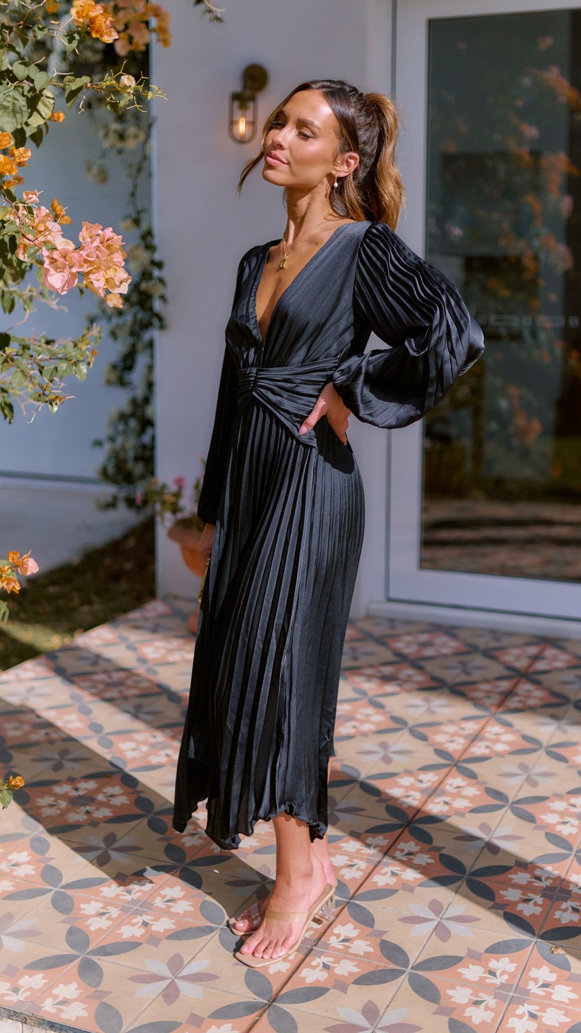 Angelina Midi Dress - Black