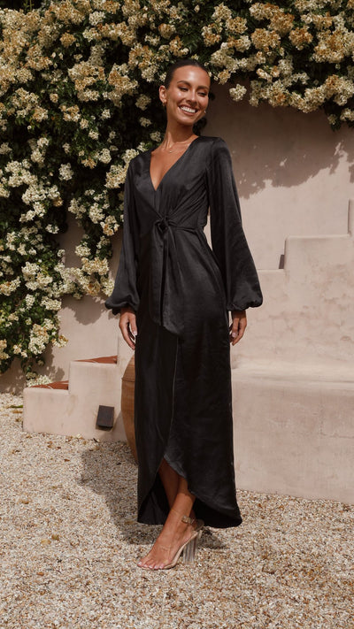 Load image into Gallery viewer, Naomi Long Sleeve Maxi Dress - Black
