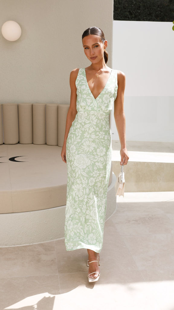 Julietta Maxi Dress - Green Floral