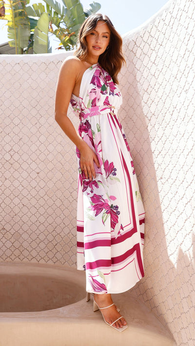 Load image into Gallery viewer, Hadas Maxi Dress - Pink / White Floral
