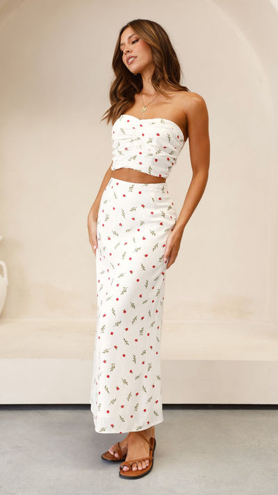 Load image into Gallery viewer, Francesca Maxi Skirt - Red / Green Floral
