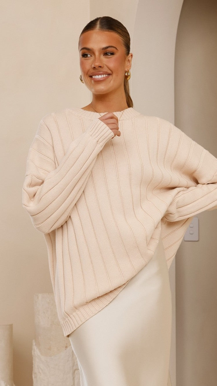 Naiva Oversized Knit - Cream - Buy Women's Jumpers - Billy J