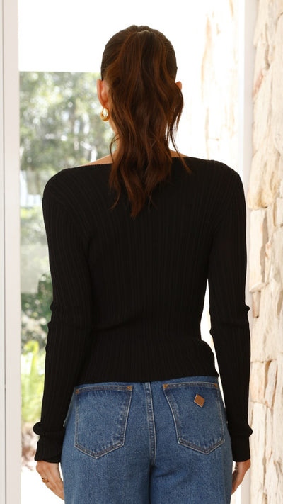 Load image into Gallery viewer, Wilma Long Sleeve Top - Black - Billy J

