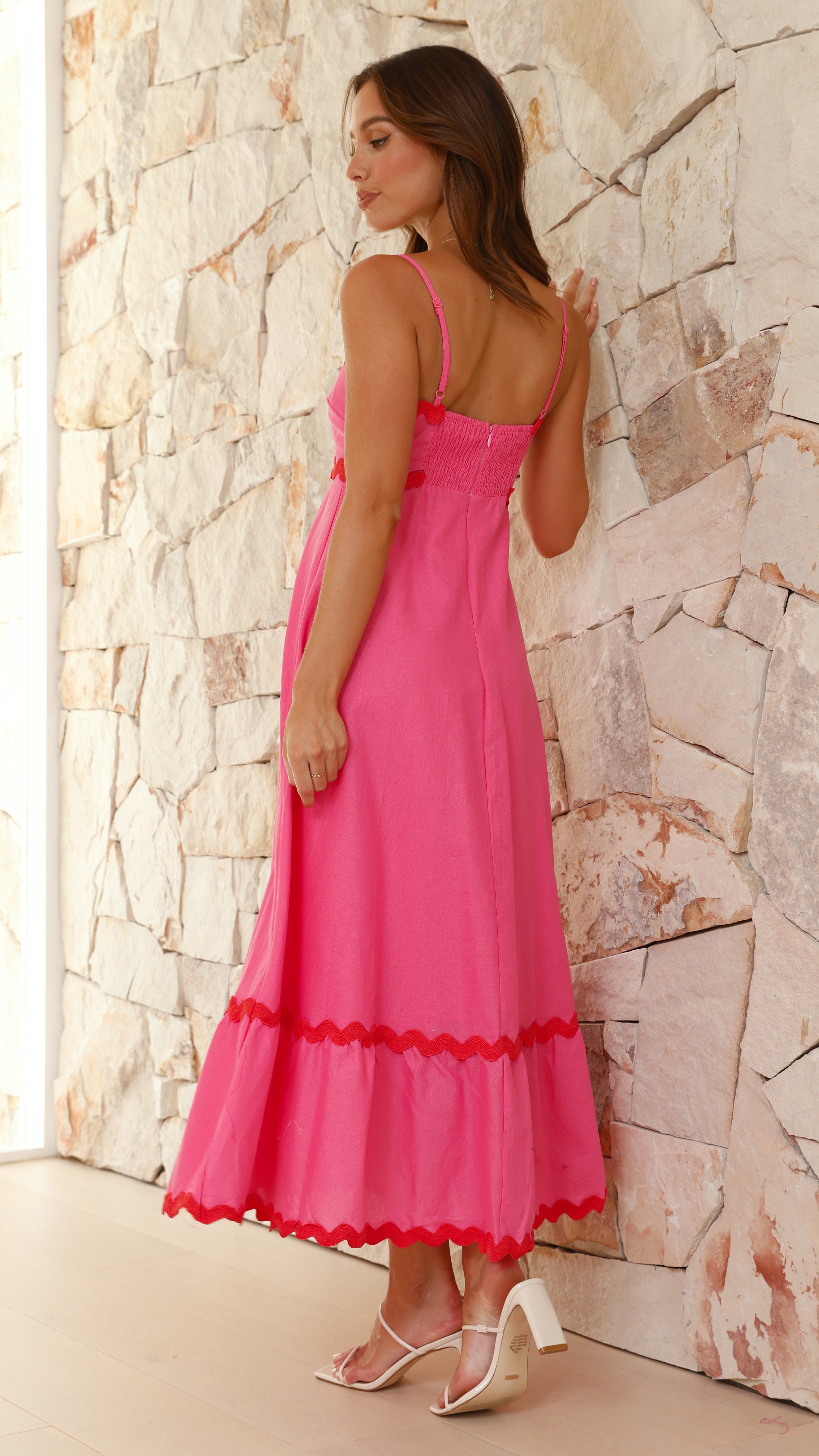 Brodey Midi Dress - Pink / Red