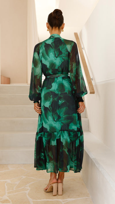 Load image into Gallery viewer, Renata Maxi Dress - Green Print - Billy J
