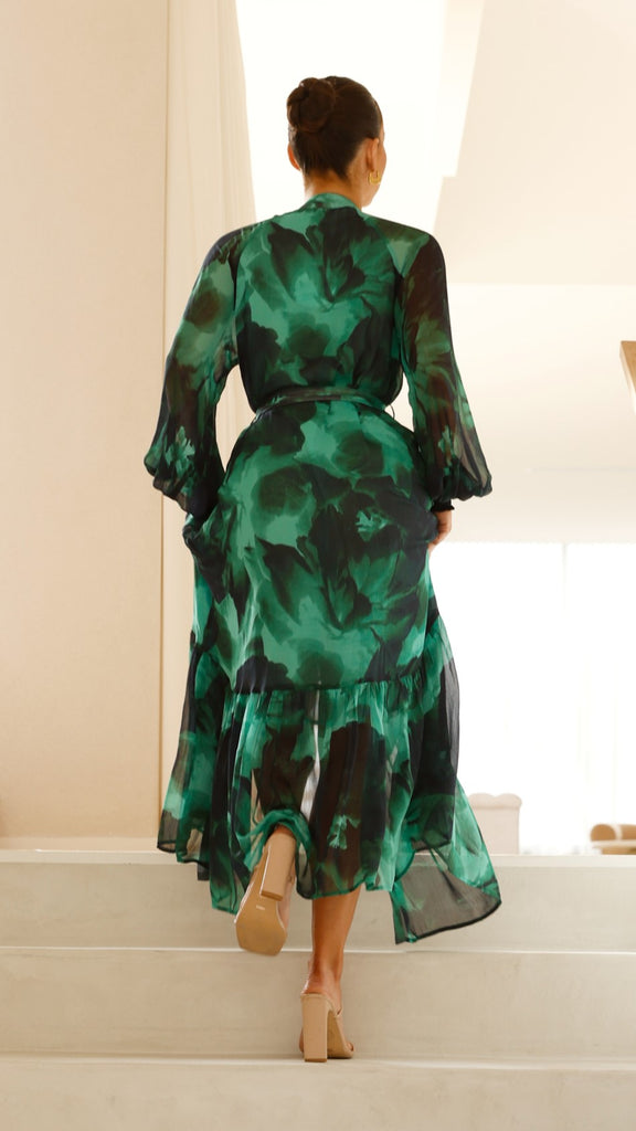 Renata Maxi Dress - Green Print - Billy J