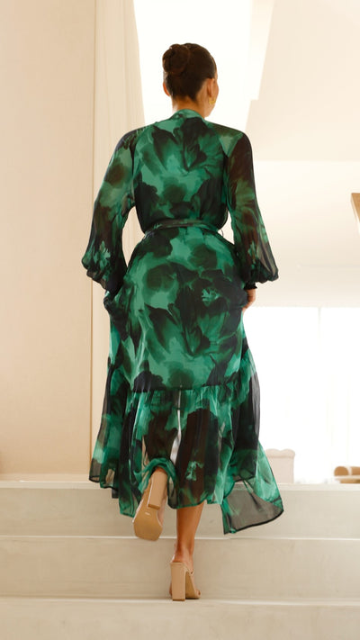 Load image into Gallery viewer, Renata Maxi Dress - Green Print - Billy J
