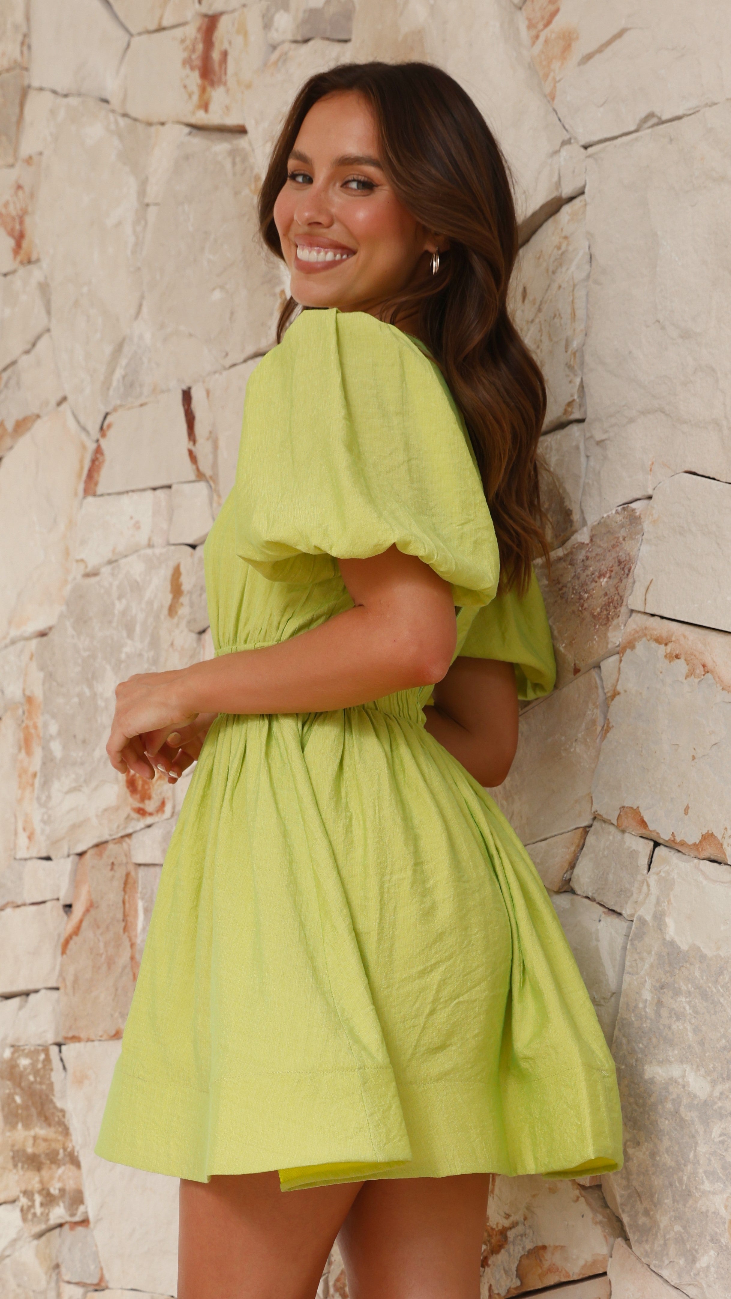 Erin Mini Dress - Lime - Billy J