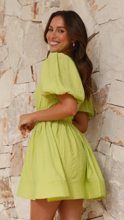 Load image into Gallery viewer, Erin Mini Dress - Lime - Billy J
