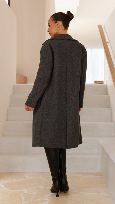 Load image into Gallery viewer, Pamela Longline Coat - Charcoal - Billy J
