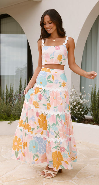 Kalona Maxi Skirt - Blush Petal