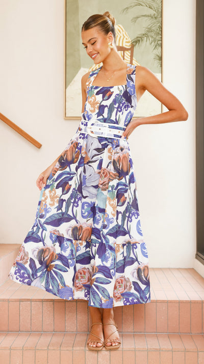 Load image into Gallery viewer, Reba Maxi Dress - Blue Floral - Billy J
