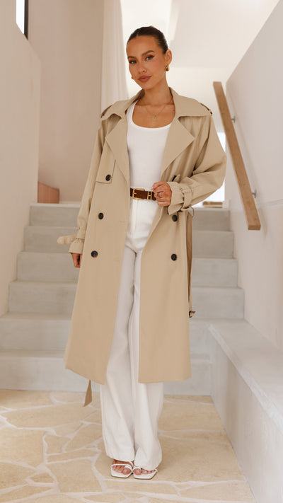 Load image into Gallery viewer, Samara Trench Coat - Beige - Billy J
