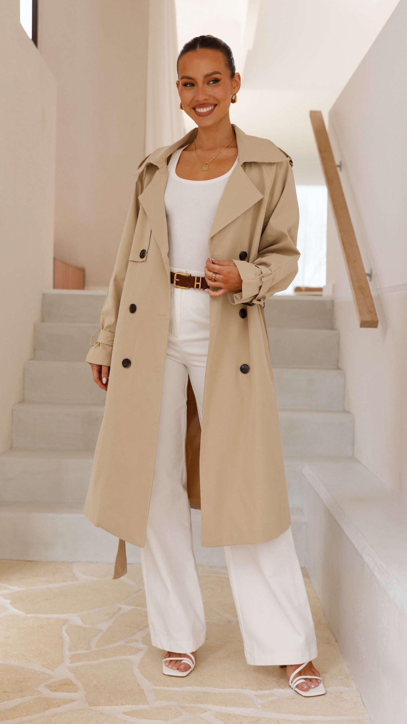 Samara Trench Coat - Beige - Billy J