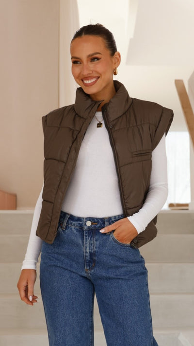 Load image into Gallery viewer, Maeve Cropped Puffer Vest - Slate - Billy J
