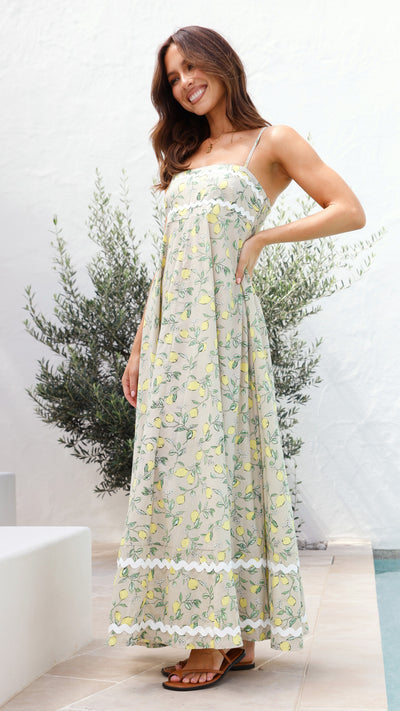 Load image into Gallery viewer, Neila Midi Dress - Lemon Print

