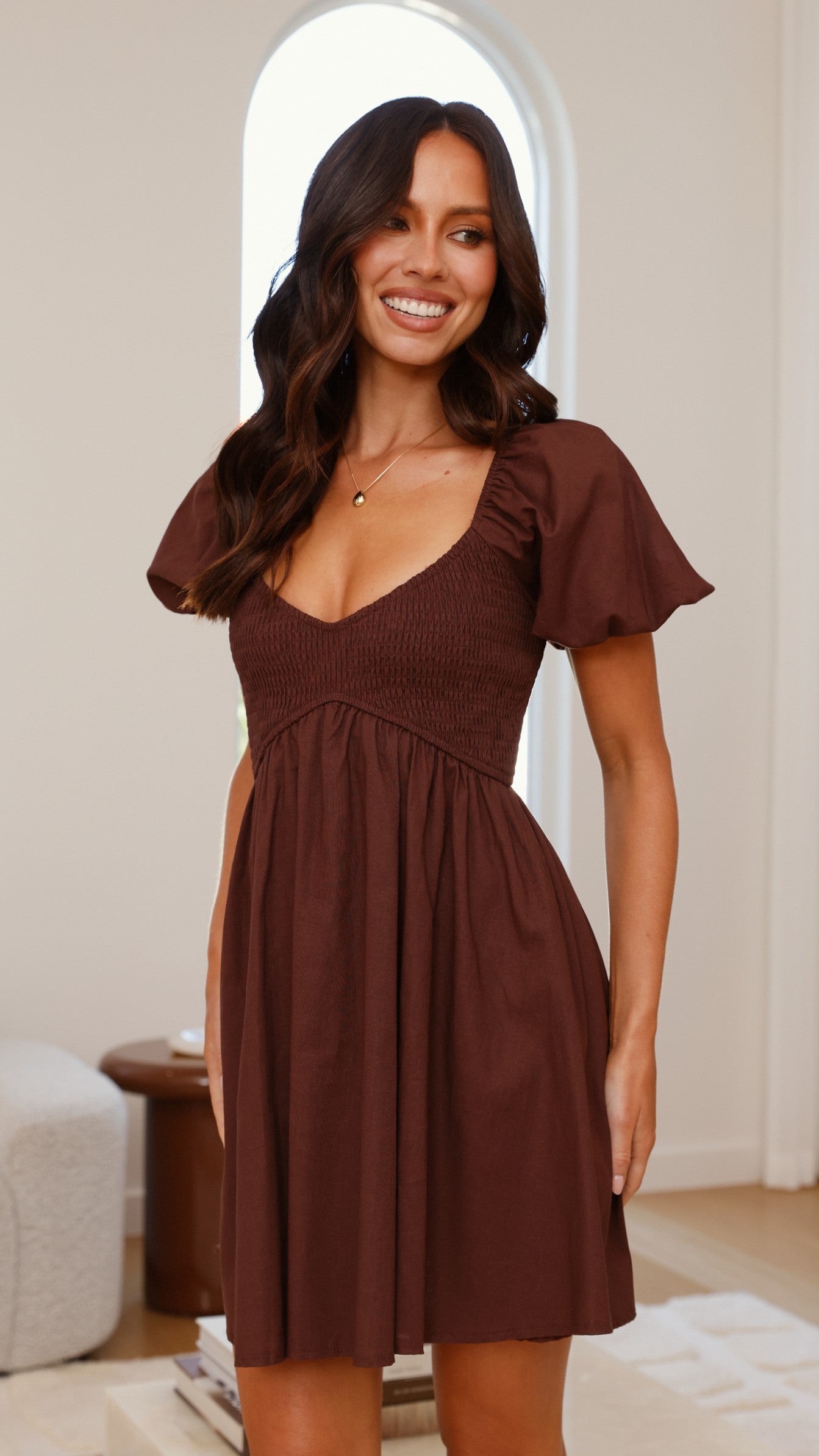 Sahirah Mini Dress - Brown - Billy J
