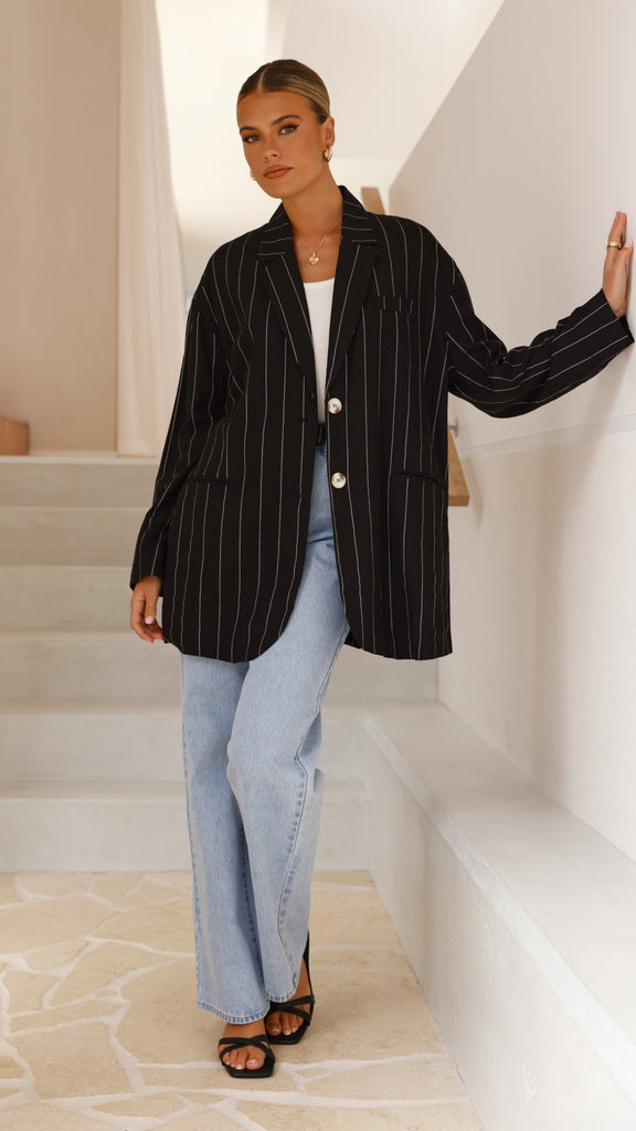 Thea Blazer - Black Pinstripe - Billy J