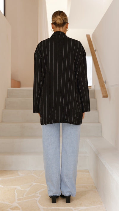 Load image into Gallery viewer, Thea Blazer - Black Pinstripe - Billy J
