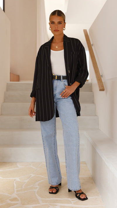 Load image into Gallery viewer, Thea Blazer - Black Pinstripe - Billy J
