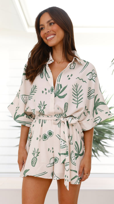 Load image into Gallery viewer, Jacquie Playsuit - Green Palm - Billy J
