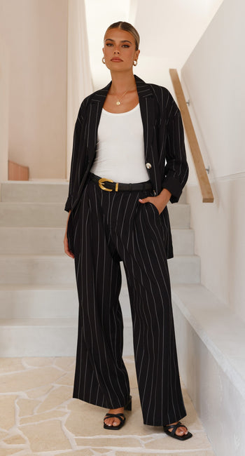 Thea Pants - Black Pinstripe