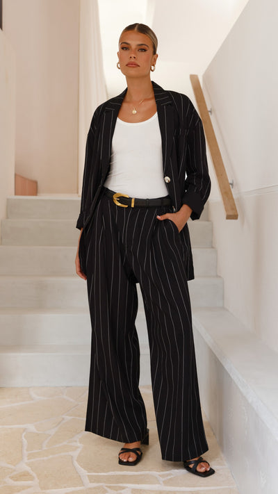 Load image into Gallery viewer, Thea Blazer - Black Pinstripe - Billy J
