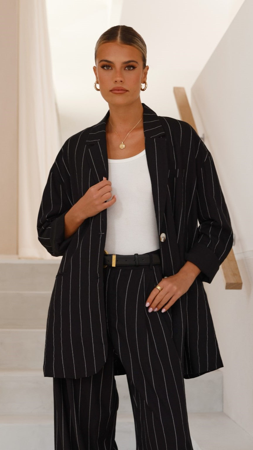 Thea Blazer - Black Pinstripe - Billy J