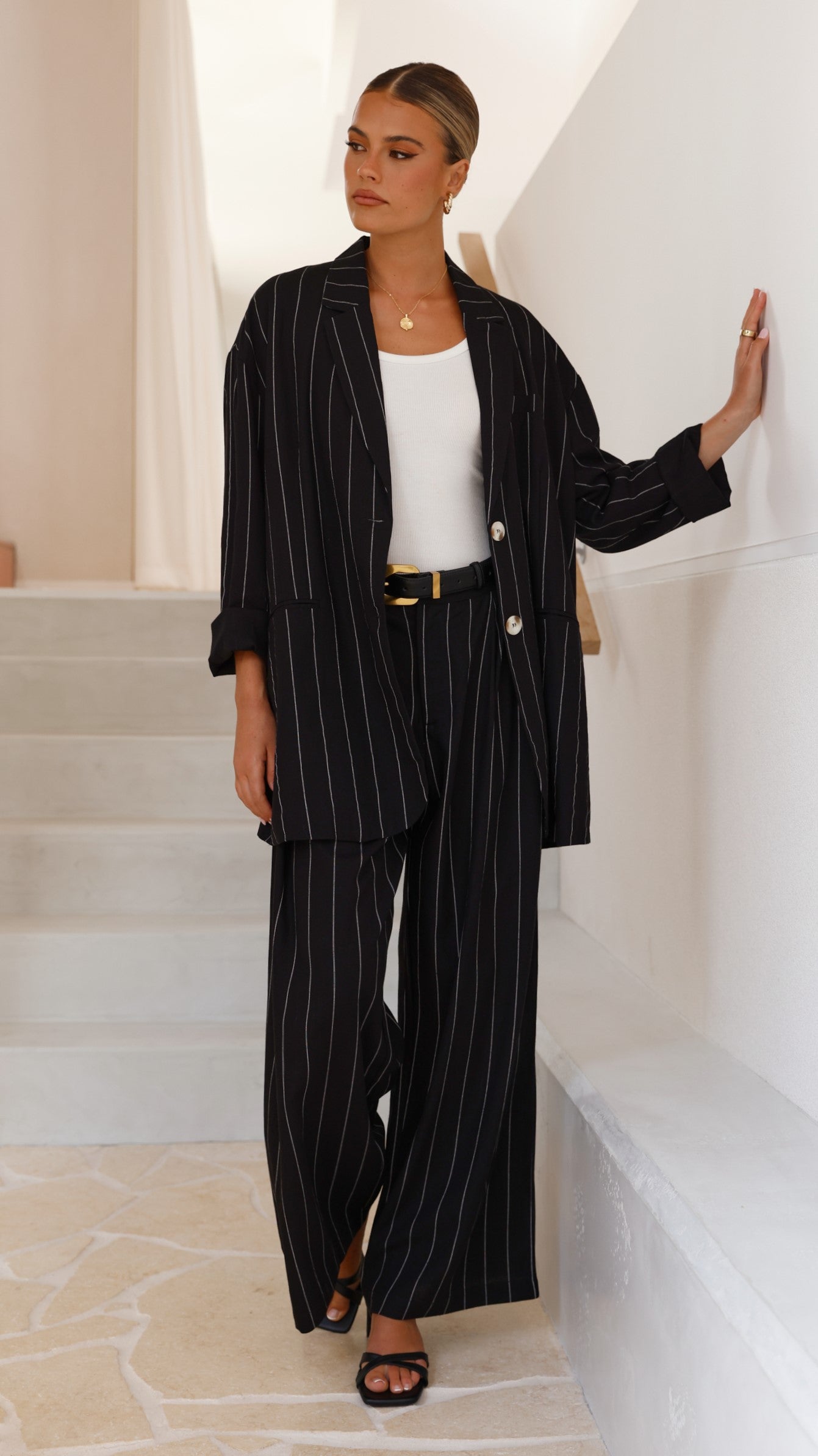 Thea Blazer - Black Pinstripe - Billy J