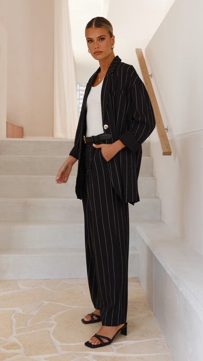 Load image into Gallery viewer, Thea Blazer - Black Pinstripe - Billy J
