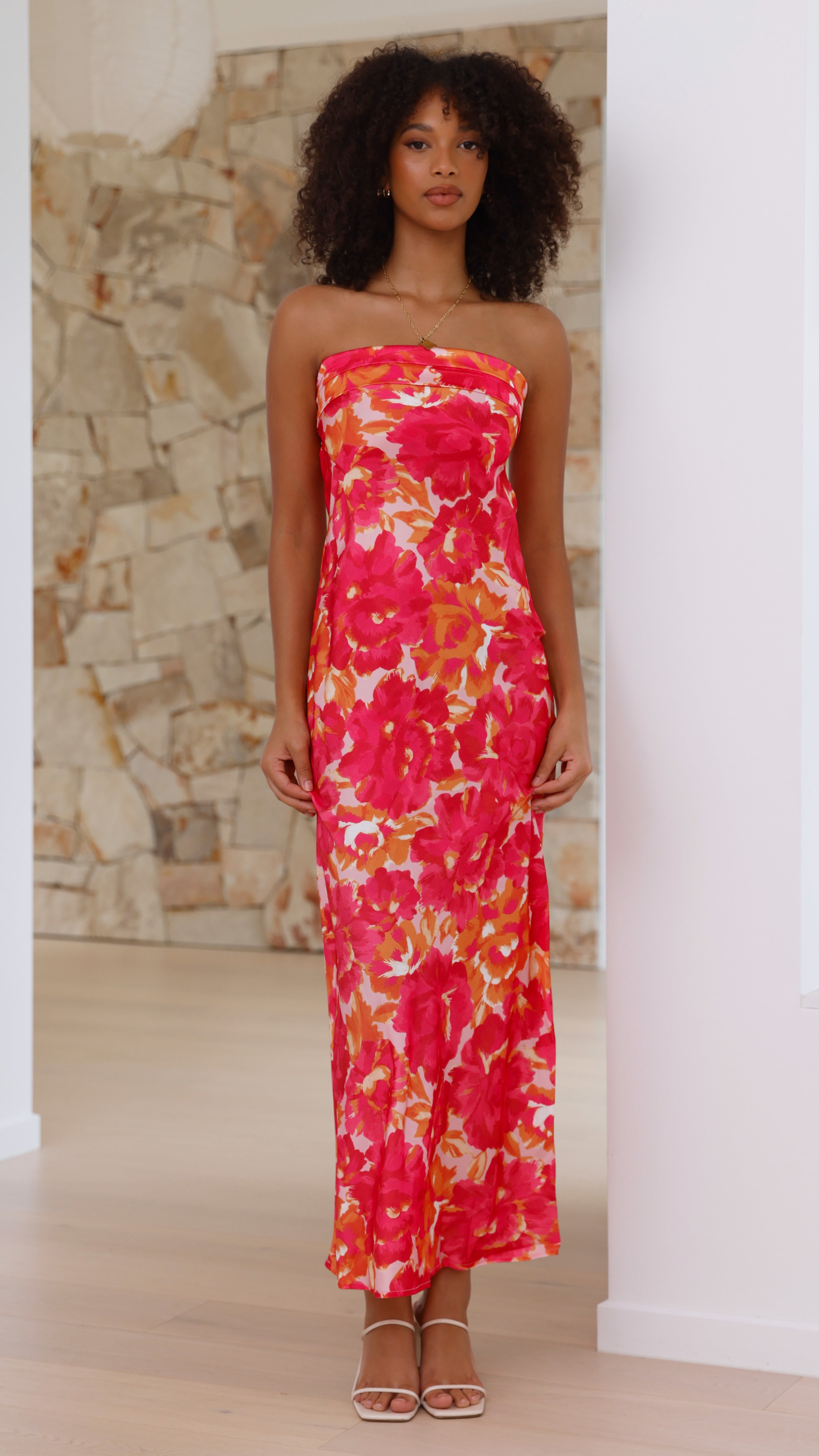 Miya Maxi Dress - Pink/Red Floral - Billy J