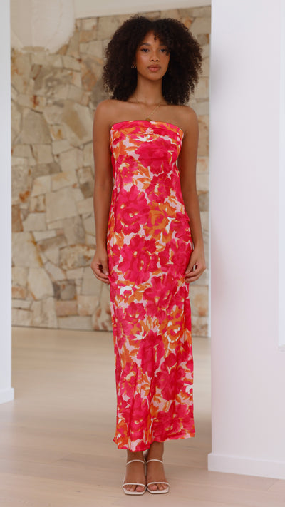 Load image into Gallery viewer, Miya Maxi Dress - Pink/Red Floral - Billy J
