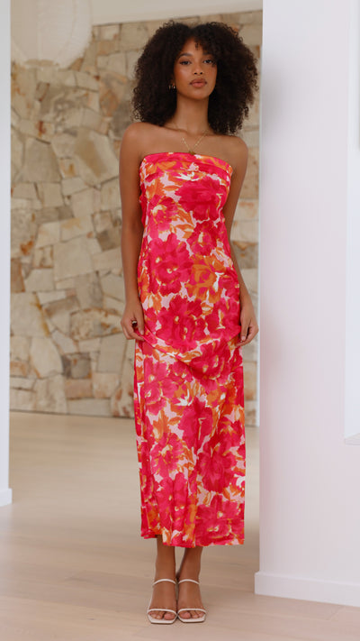 Load image into Gallery viewer, Miya Maxi Dress - Pink/Red Floral
