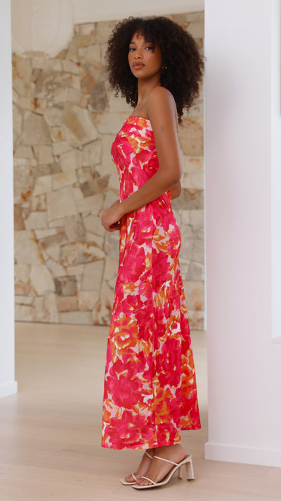 Load image into Gallery viewer, Miya Maxi Dress - Pink/Red Floral - Billy J
