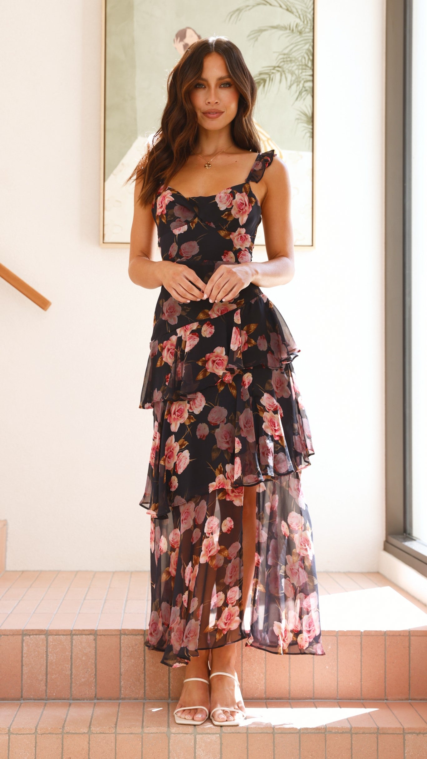 Achelle Maxi Dress - Black/Pink - Billy J