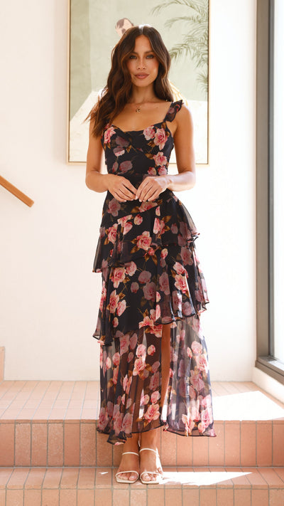 Load image into Gallery viewer, Achelle Maxi Dress - Black/Pink - Billy J
