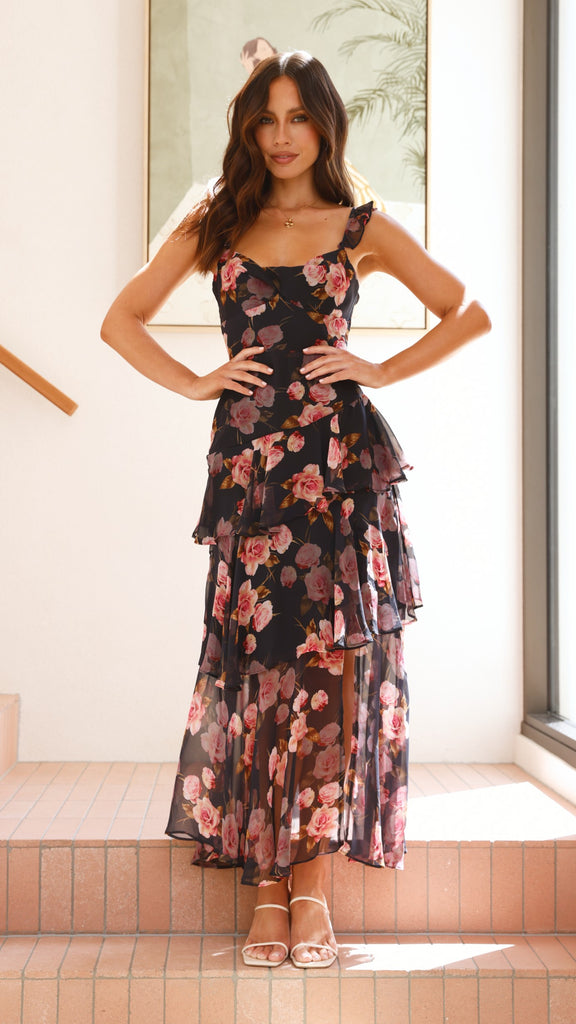 Achelle Maxi Dress - Black/Pink - Billy J