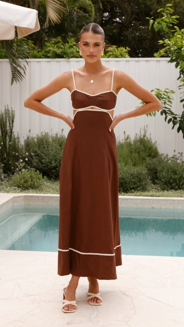 Nereda Maxi Dress - Chocolate - Billy J