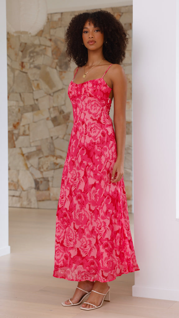 Margie Midi Dress - Pink Floral