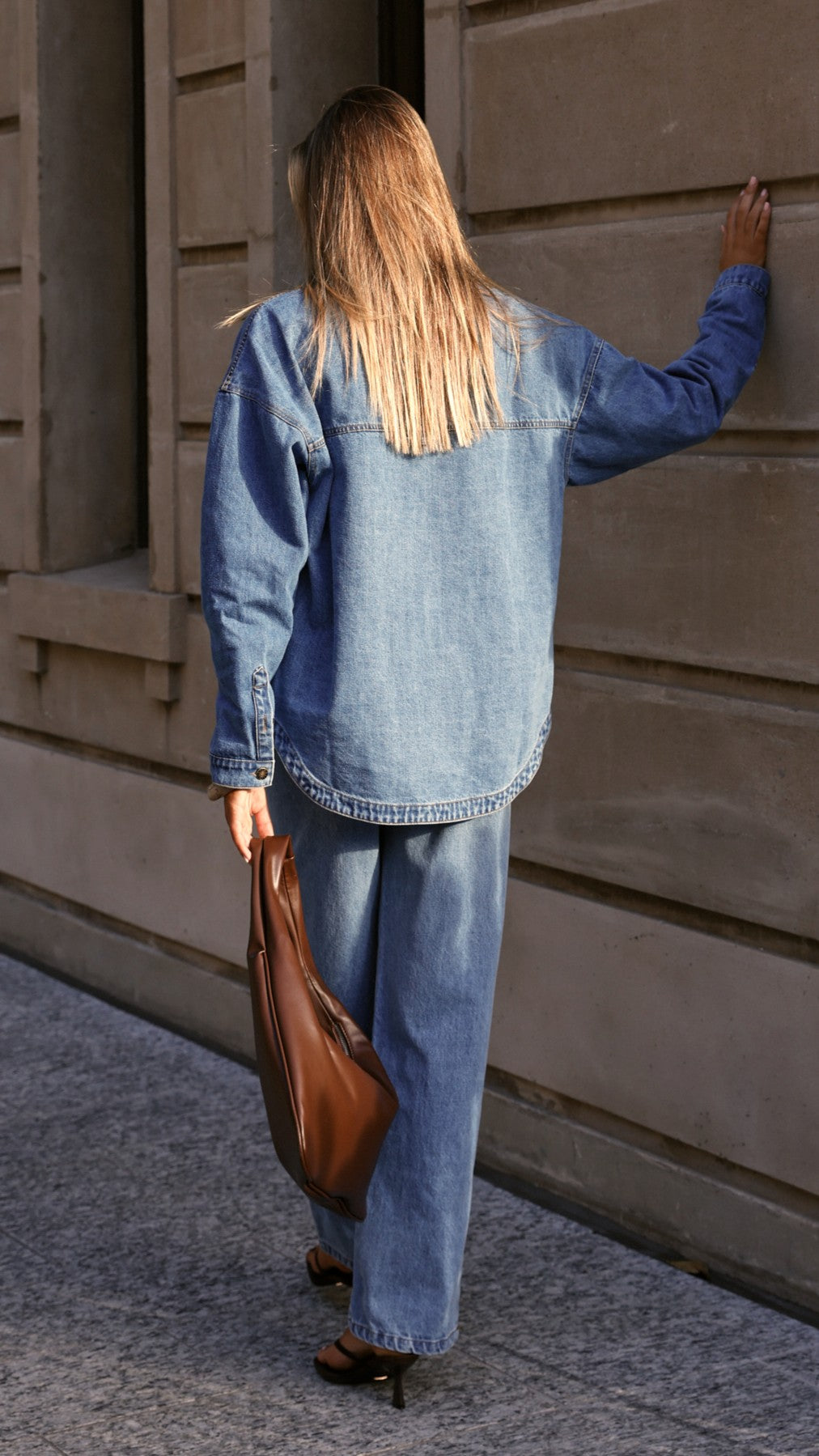 Zaeli Denim Oversized Shirt - Mid Blue - Billy J