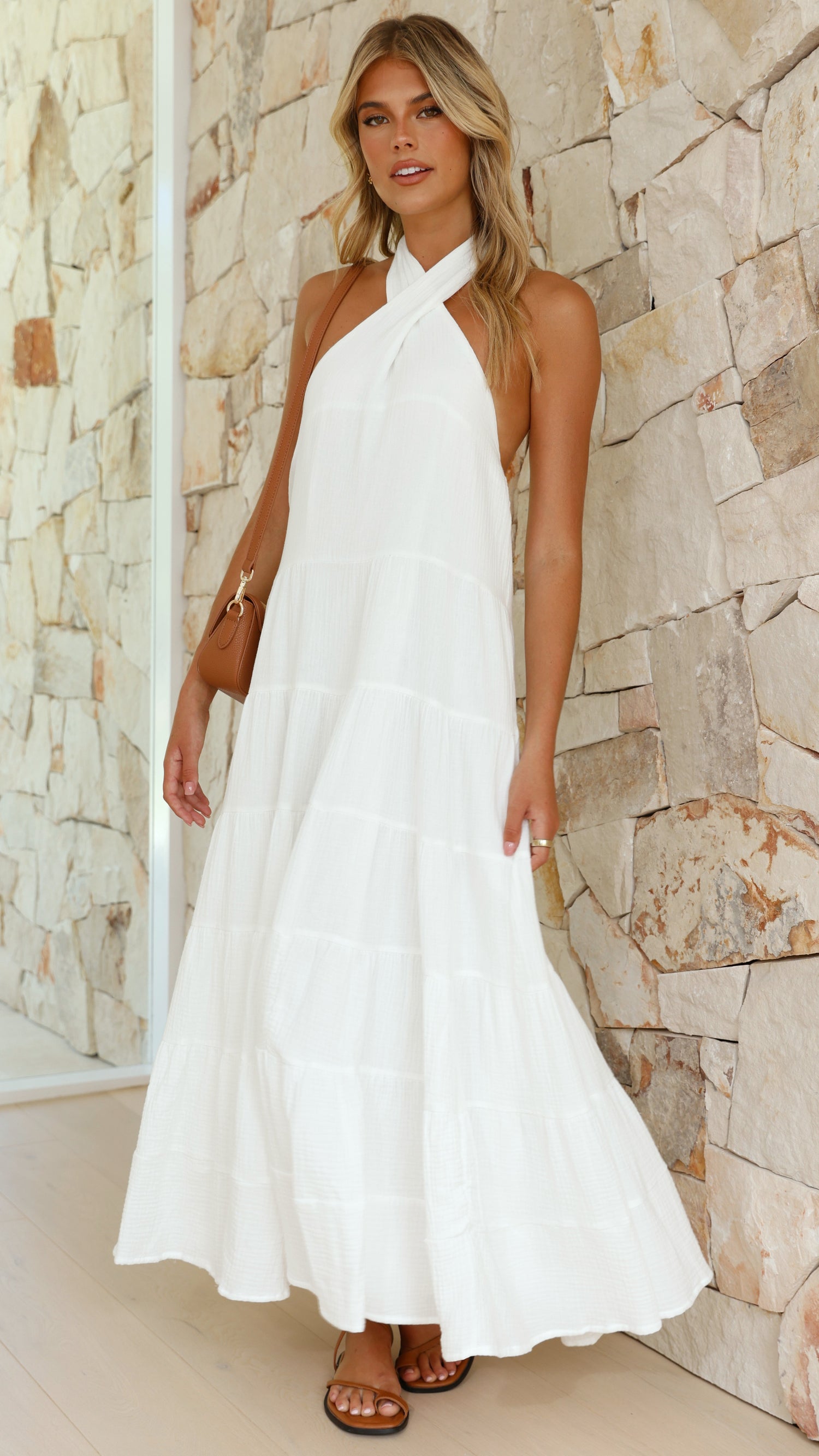 Moniqua Maxi Dress - White - Billy J