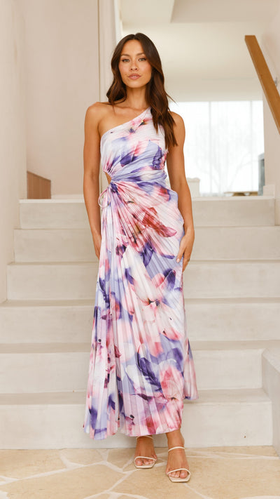 Load image into Gallery viewer, Laken Maxi Dress - Purple Print - Billy J
