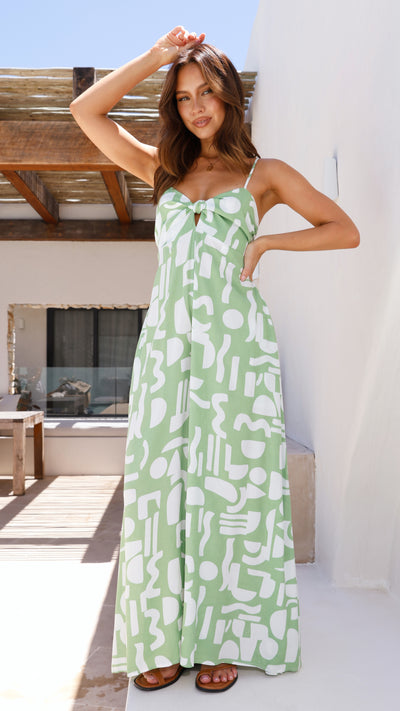 Load image into Gallery viewer, Coco Jumpsuit - Green/White Print
