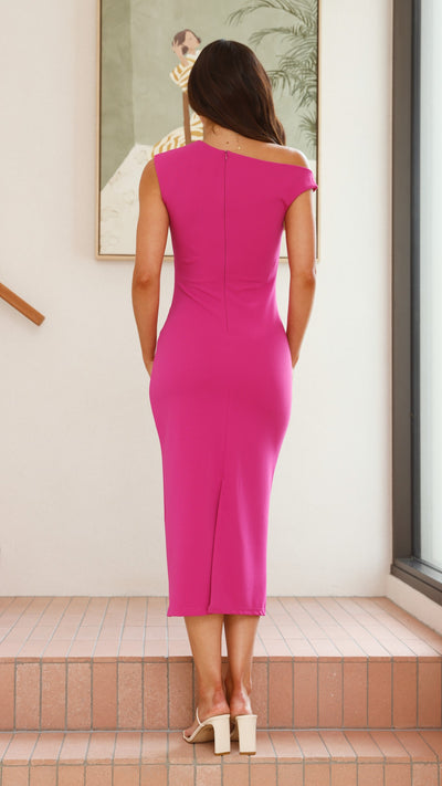 Load image into Gallery viewer, Lilah Midi Dress - Hot Pink - Billy J
